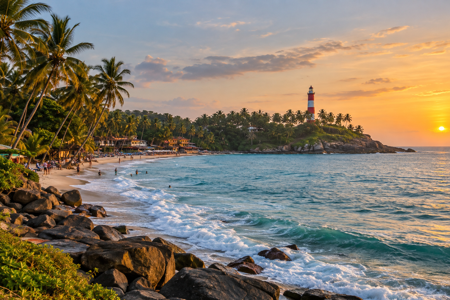 Kovalam beach and lighthouse